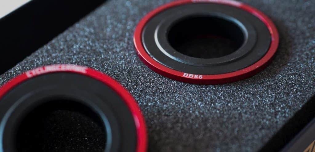 BB86 bottom bracket from Cycling Ceramic in red anodized