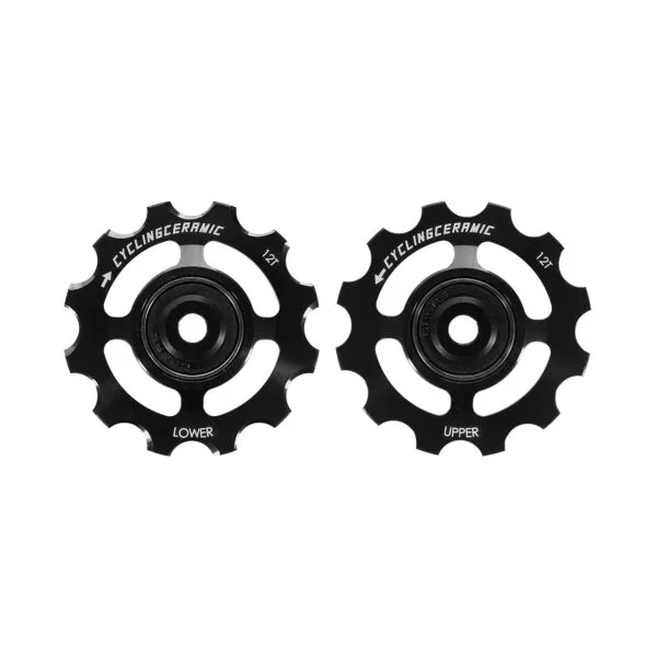 Achieve peak performance with sleek black road derailleur pulleys for your Campagnolo 12-speed mechanical or EPS drivetrain. Offering smooth shifts and superior durability, these pulleys are designed for high-performance road cycling.