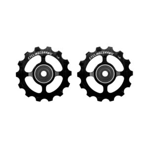 Upgrade your Shimano 11-speed XTR or GRX with sleek black narrow derailleur pulleys, designed for superior off-road performance. Enjoy smooth, precise shifts on any terrain with these durable pulleys.