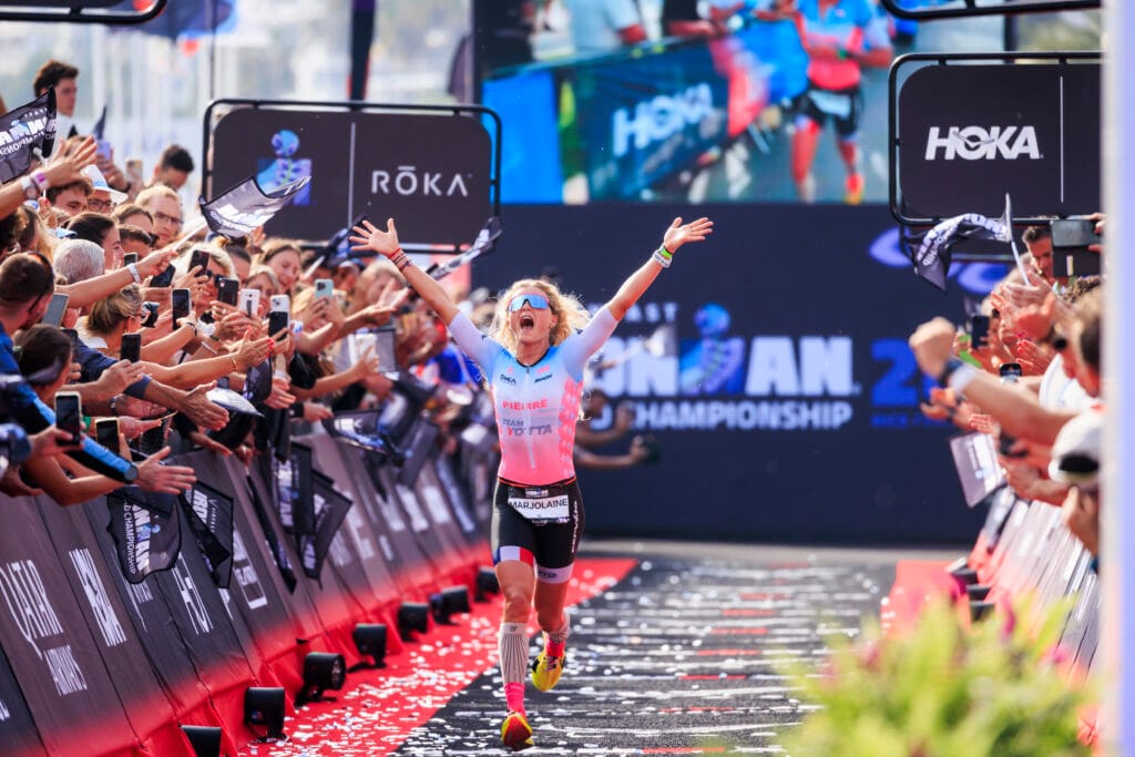 NICE, FRANCE - SEPTEMBER 22: Marjolaine Pierre of France competes at the bike leg during the 2024 Women's VinFast IRONMAN World Championship on September 22, 2024 in Nice, France.  (Photo by Jan Hetfleisch/Getty Images for IRONMAN)